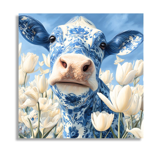 Delft Blue Cow Dutch Art Icons by Wilma Mesman
