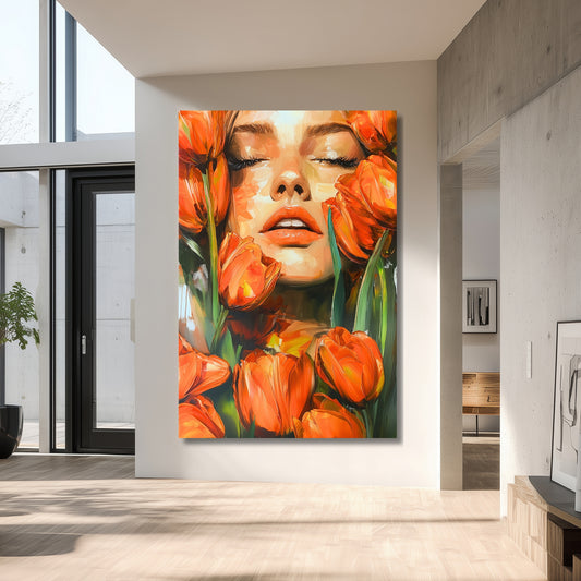 Tulip Face Modern Art Surrender - Dutch Art Icons by Wilma Mesman