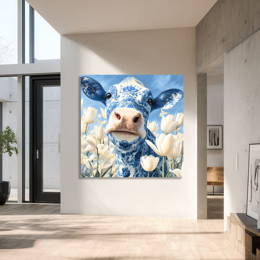 Delft Blue Cow Dutch Art Icons by Wilma Mesman