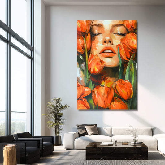 Tulip Face Modern Art Surrender - Dutch Art Icons by Wilma Mesman