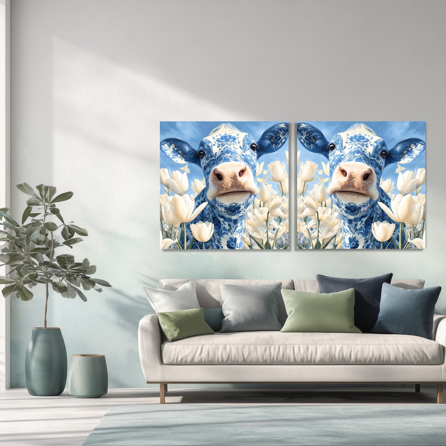 Delft Blue Cow Dutch Art Icons by Wilma Mesman