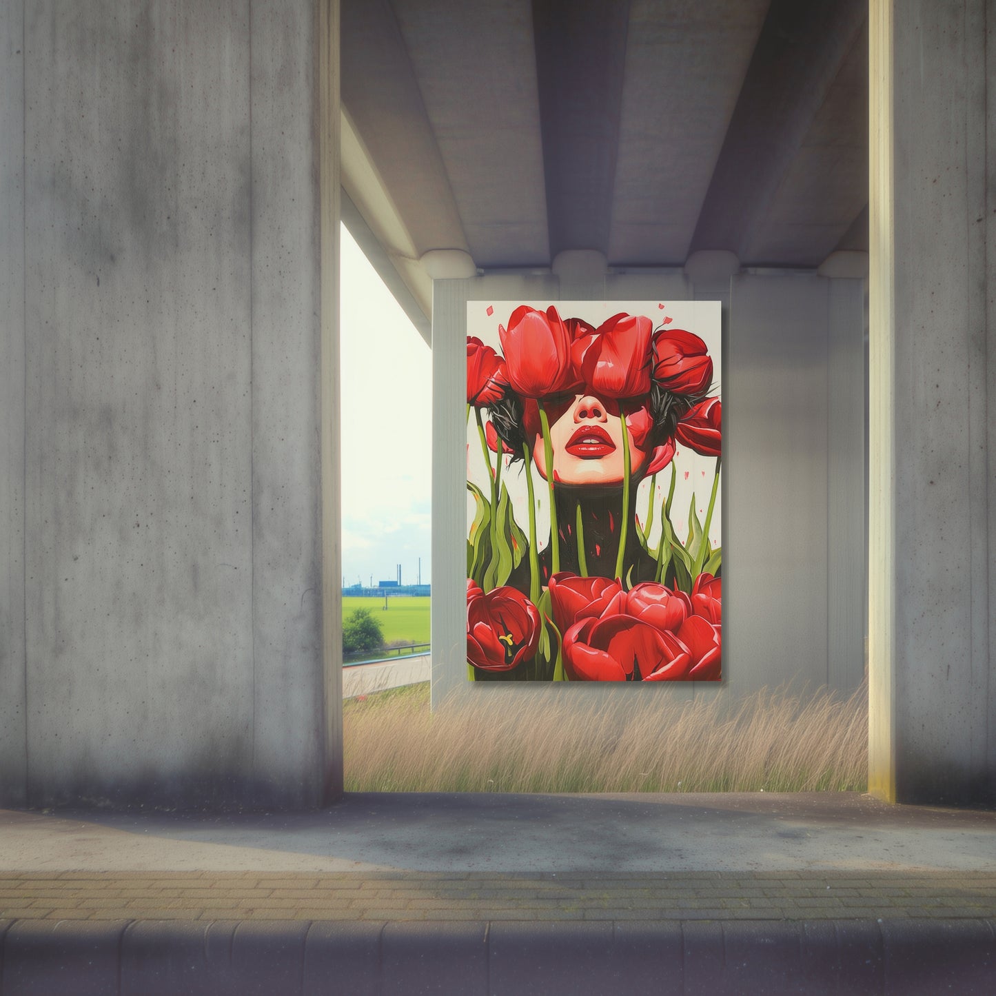 Red Tulips Hiding Face Unseen - Dutch Art Icons by Wilma Mesman