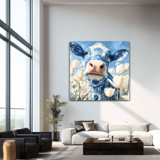 Delft Blue Cow Dutch Art Icons by Wilma Mesman