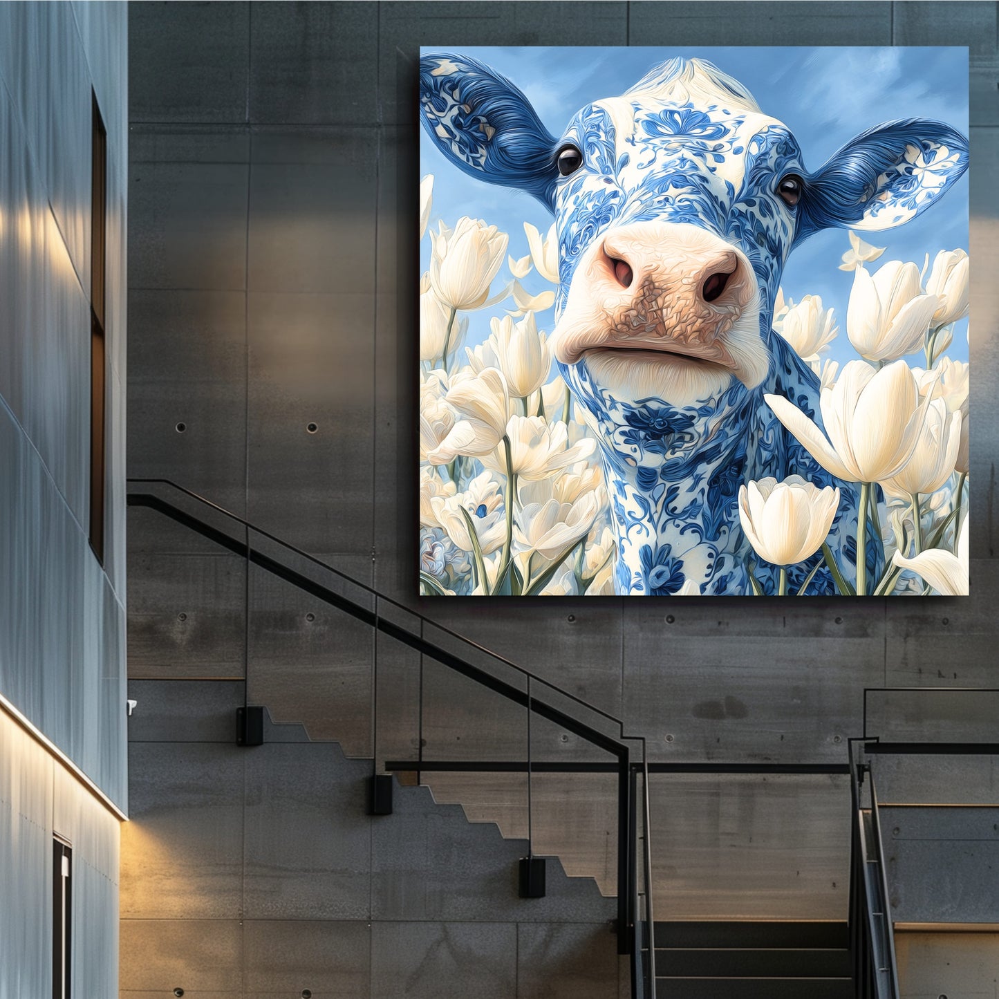 Delft Blue Cow Dutch Art Icons by Wilma Mesman