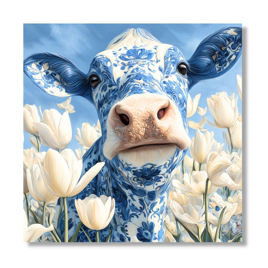 Delft Blue Cow Dutch Art Icons by Wilma Mesman