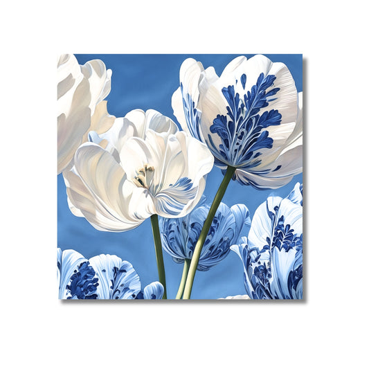 Delft Blue Botanic Tulips Dutch Art Icons by Wilma Mesman