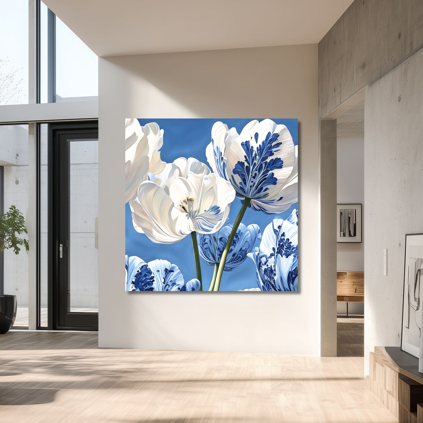 Delft Blue Botanic Tulips Dutch Art Icons by Wilma Mesman