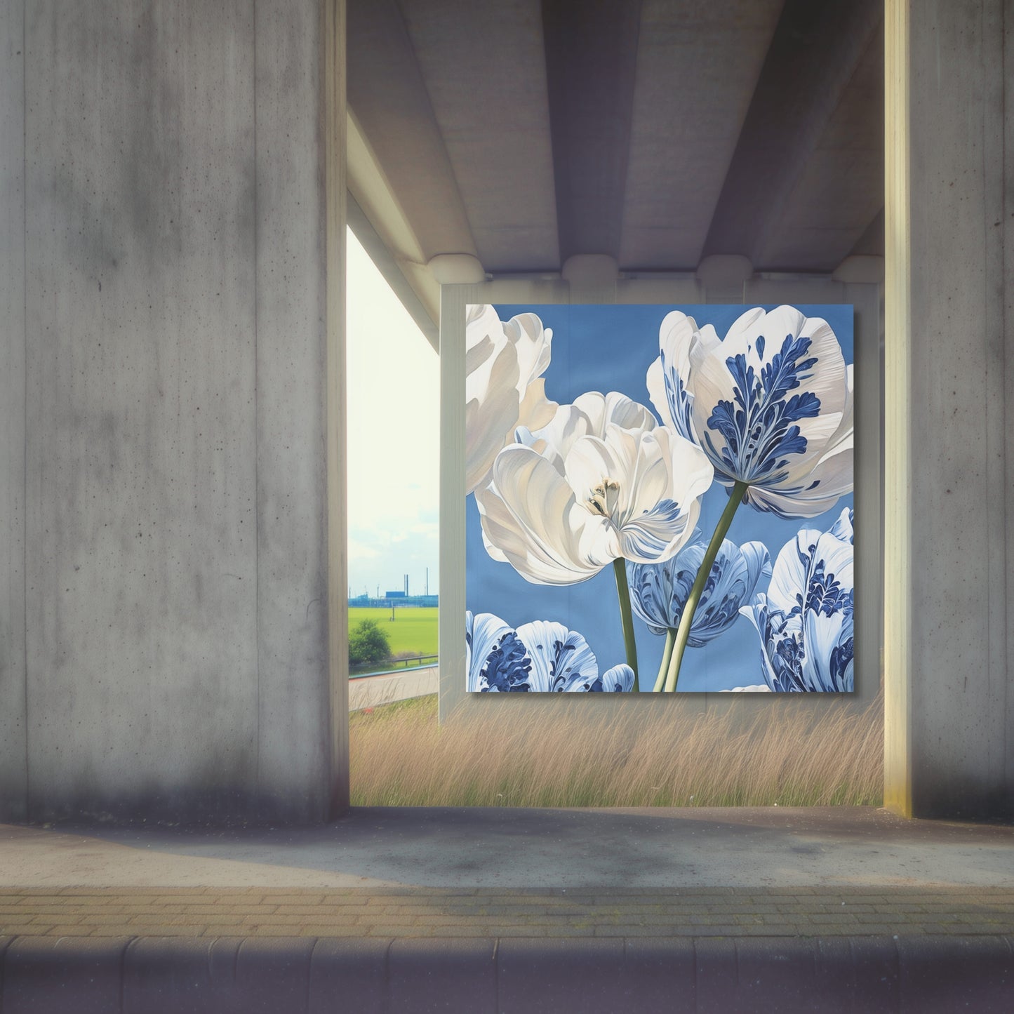 Delft Blue Botanic Tulips Dutch Art Icons by Wilma Mesman