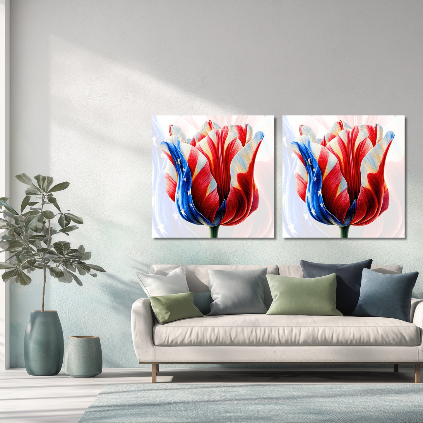 USA Tulip Iconic Flag - Dutch Art Icons by Wilma Mesman