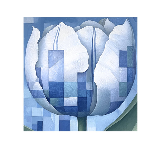 Tulip Geometric Blue Modern Art - Dutch Art Icons by Wilma Mesman