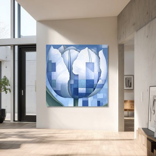Tulip Geometric Blue Modern Art - Dutch Art Icons by Wilma Mesman