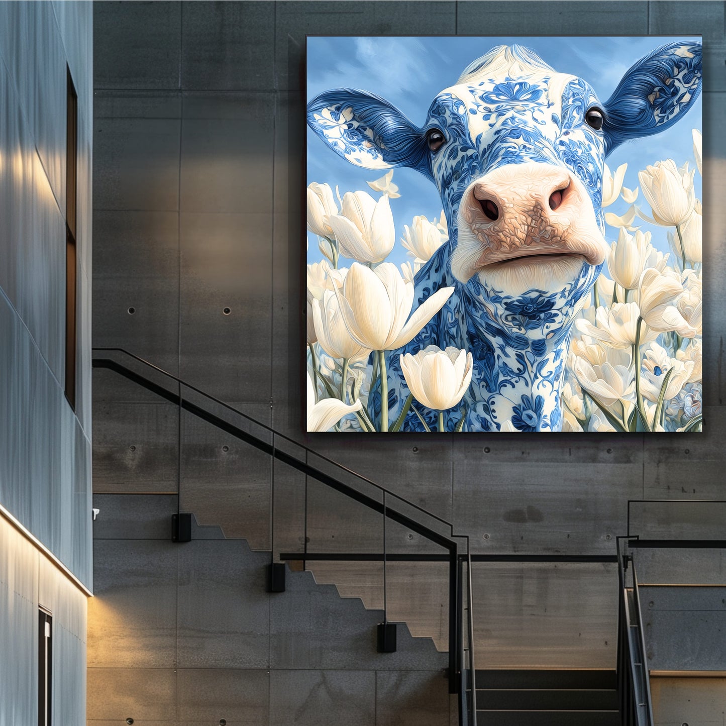 Delft Blue Cow Dutch Art Icons by Wilma Mesman