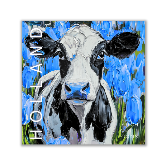 Tile Project - Tegel Koe in Tulpenveld Blauw