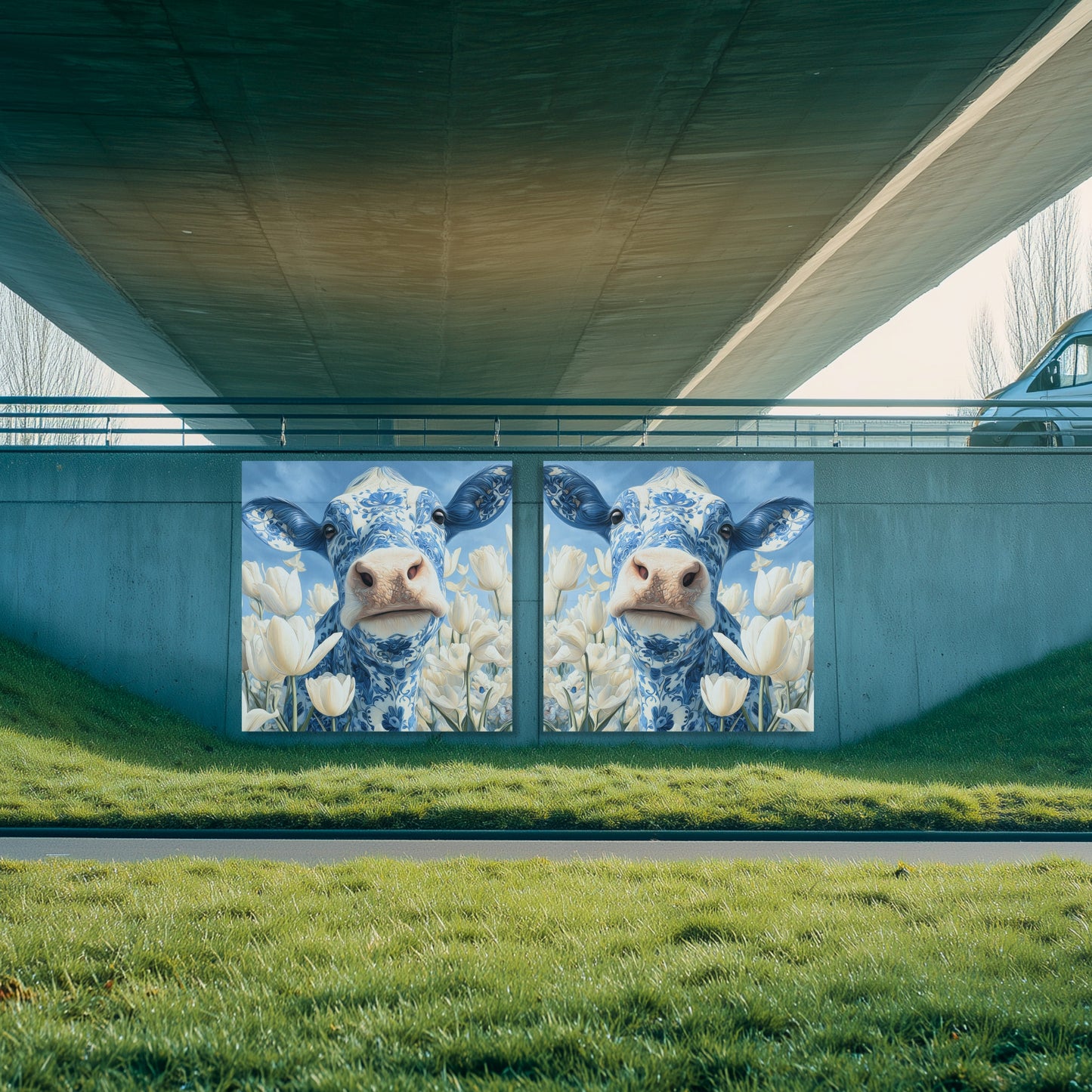 Delft Blue Cow Dutch Art Icons by Wilma Mesman