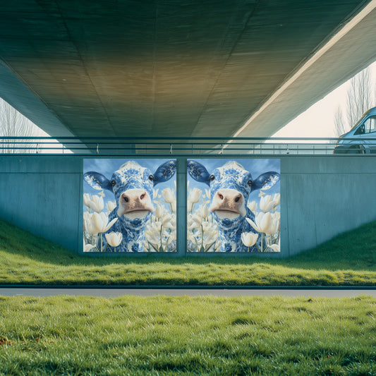 Delft Blue Cow Dutch Art Icons by Wilma Mesman