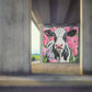 Dutch Cow in Pink Tulip Field - Dutch Art Icons by Wilma Mesman