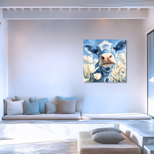 Delft Blue Cow Dutch Art Icons by Wilma Mesman