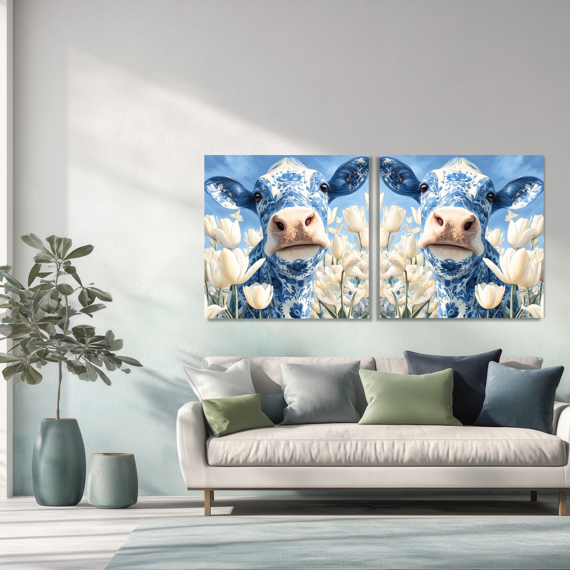 Delft Blue Cow Dutch Art Icons by Wilma Mesman