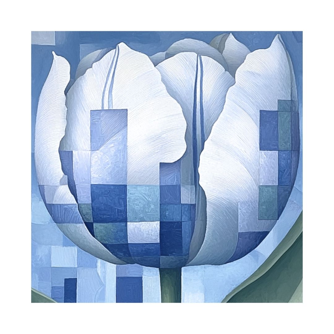 Tulip Geometric Blue Modern Art (left)