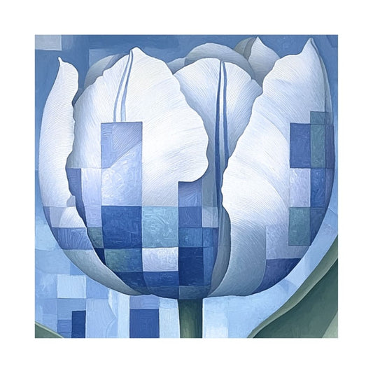 Tulip Geometric Blue Modern Art (left)