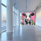 Dutch Cow in Pink Tulip Field - Dutch Art Icons by Wilma Mesman