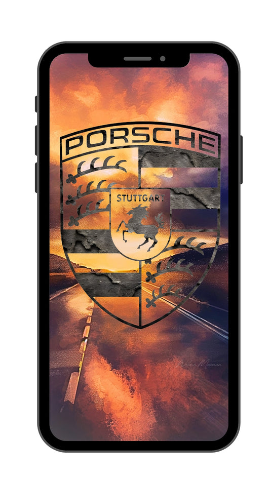 Screensaver Porsche Logo Crest 2 Sunrise