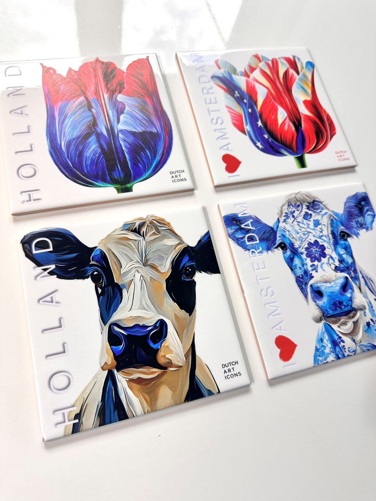 Tile Project - Delft Blue Cow Tile | Dutch Art Icons by Wilma Mesman